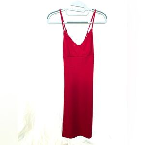 Express Vintage Y2K Mini Dress Solid Red Bodycon V-Neck Spaghetti Straps Size 2